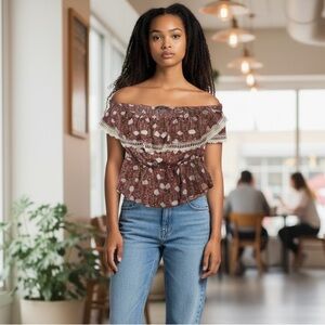 NEW Peppermint Boho Off Shoulder Blouse L